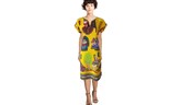 Bright Yellow Pharaonic Print Tunic Dress